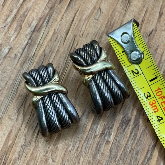 David Yurman 925 Vintage Double X Twisted French Clip Earrings - Picture 6 of 6